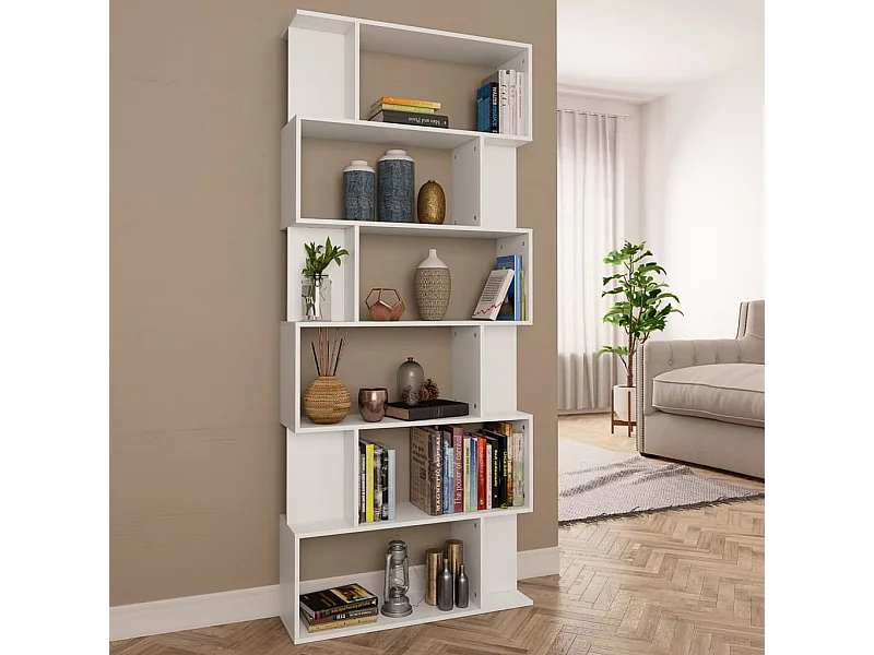 Librería/separador de ambientes de madera de ingeniería blanca