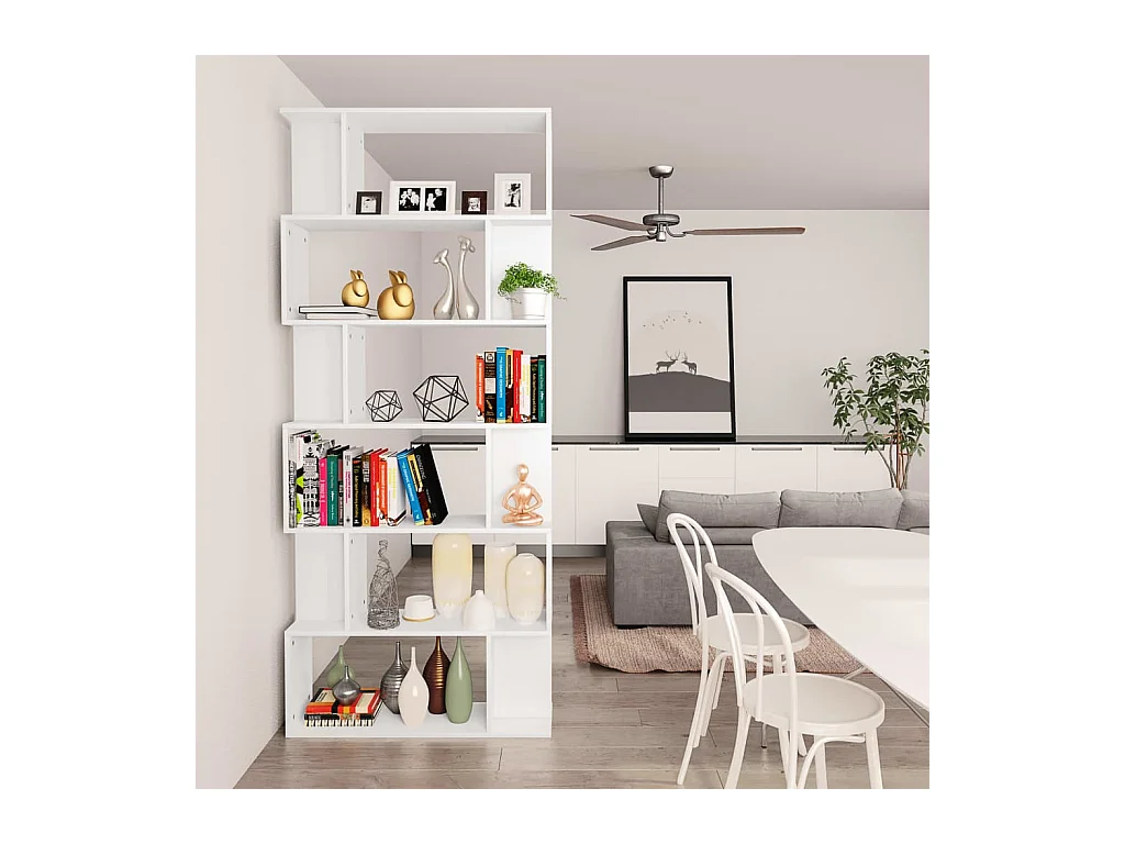 Bibliothèque/Séparateur de pièce Blanc Bois d'ingénierie