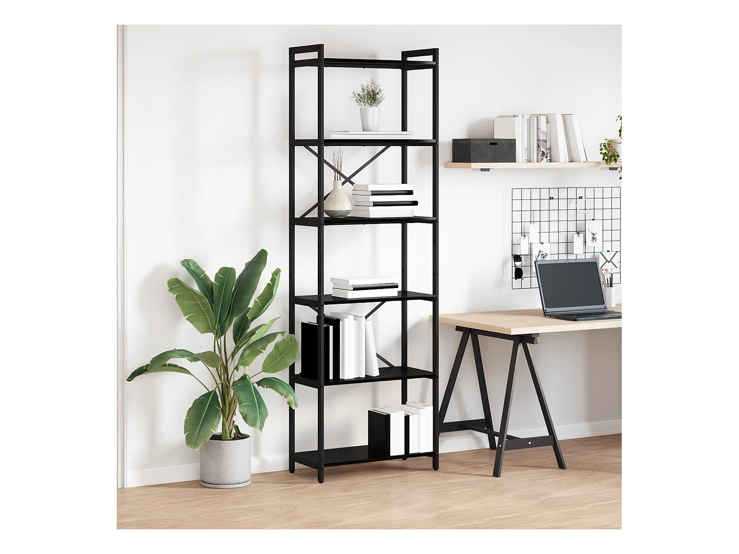 Librería de roble negro 60 x 30 x 188 cm Tablero de partículas