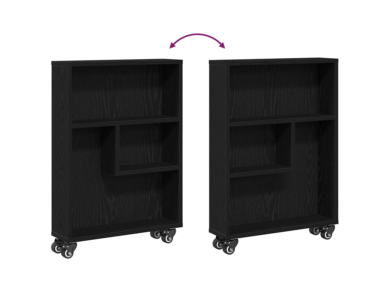 Chariot de rangement étroit Chêne noir 48x13x68 cm Bois d'ingénierie