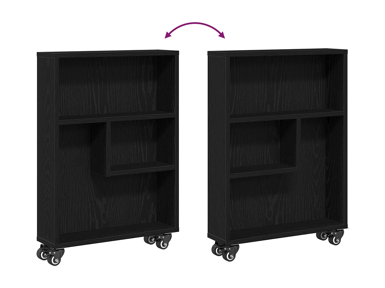 Chariot de rangement étroit Chêne noir 48x13x68 cm Bois d'ingénierie