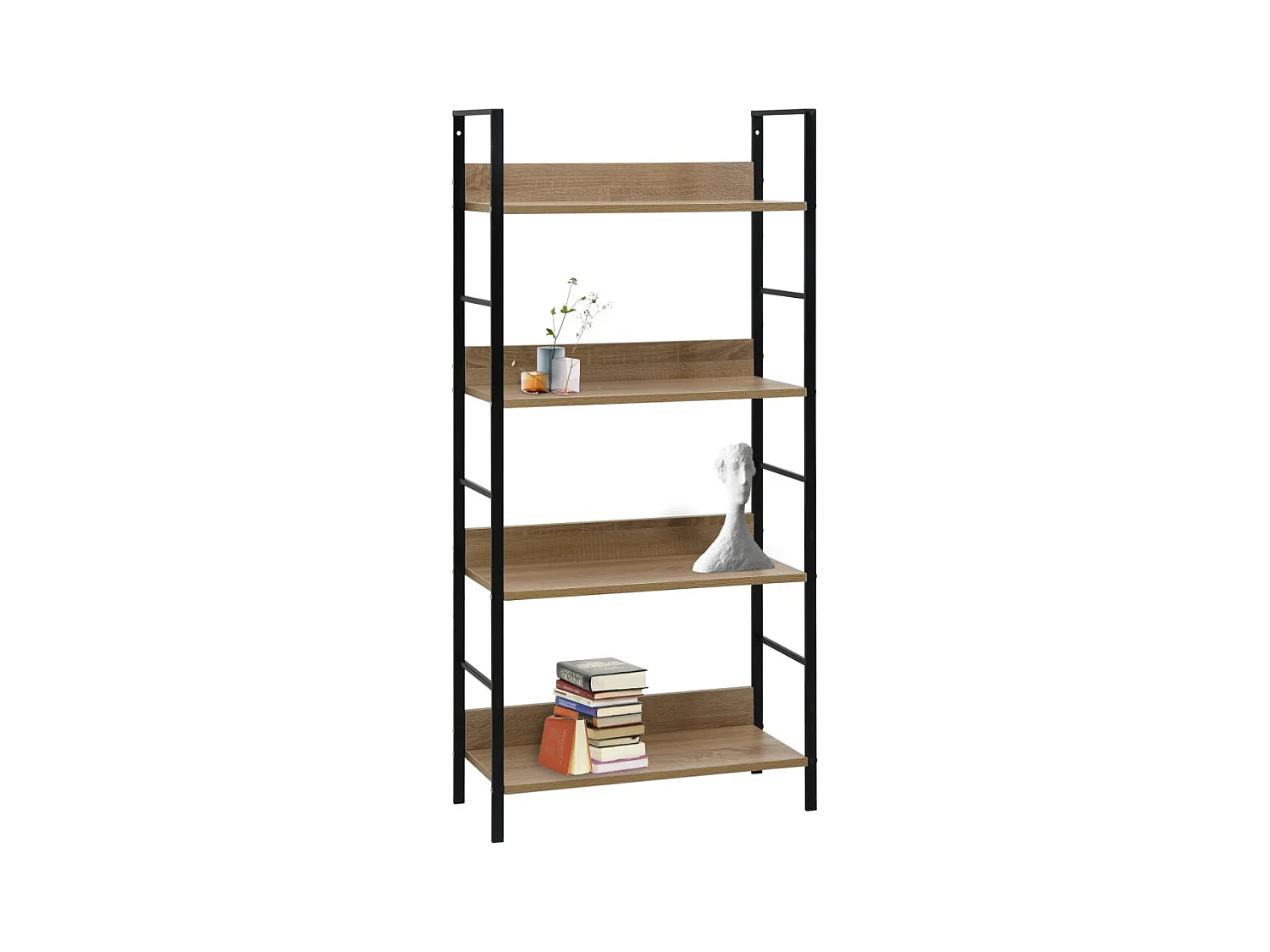 Librería de 4 niveles de roble 60x27,6x124,5 cm madera de ingeniería
