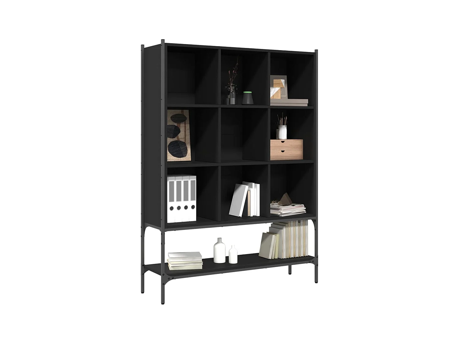 Librería negra 102x30x141,5 cm madera contrachapada