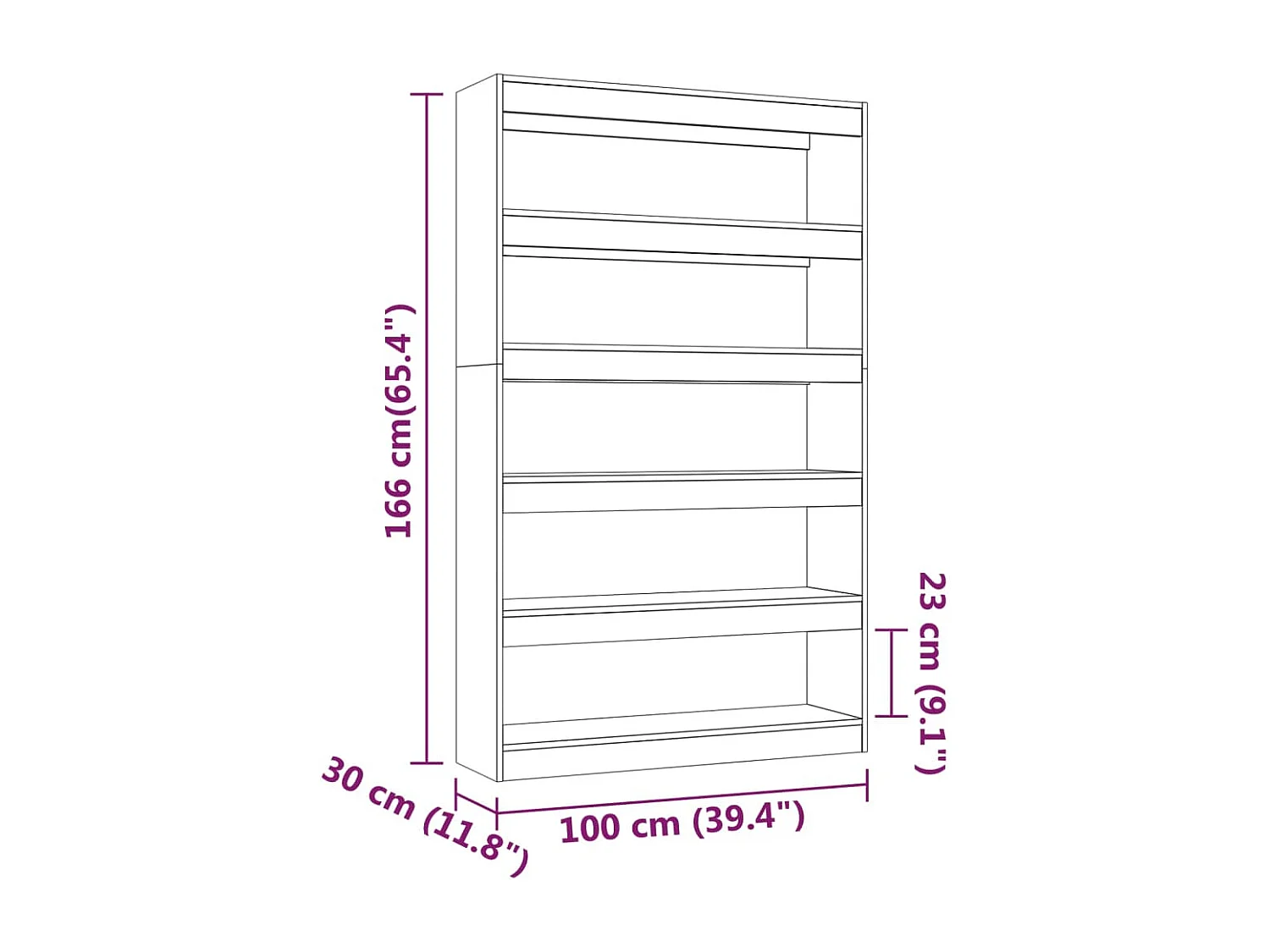 Bücherregal/Raumteiler Sonoma Grau 100x30x166 cm