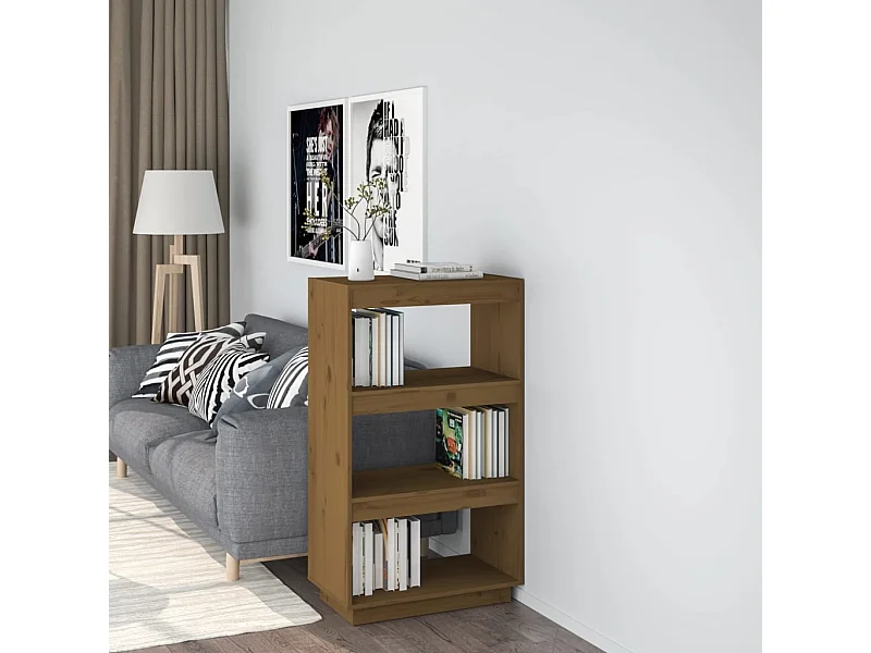 Boekenkast/kamerverdeler honingbruin 60x35x103 cm grenen