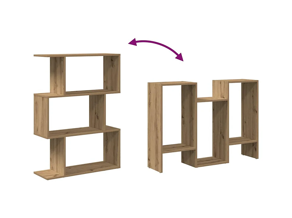 Étagère séparatrice de pièce à 3 niveaux chêne artisanal