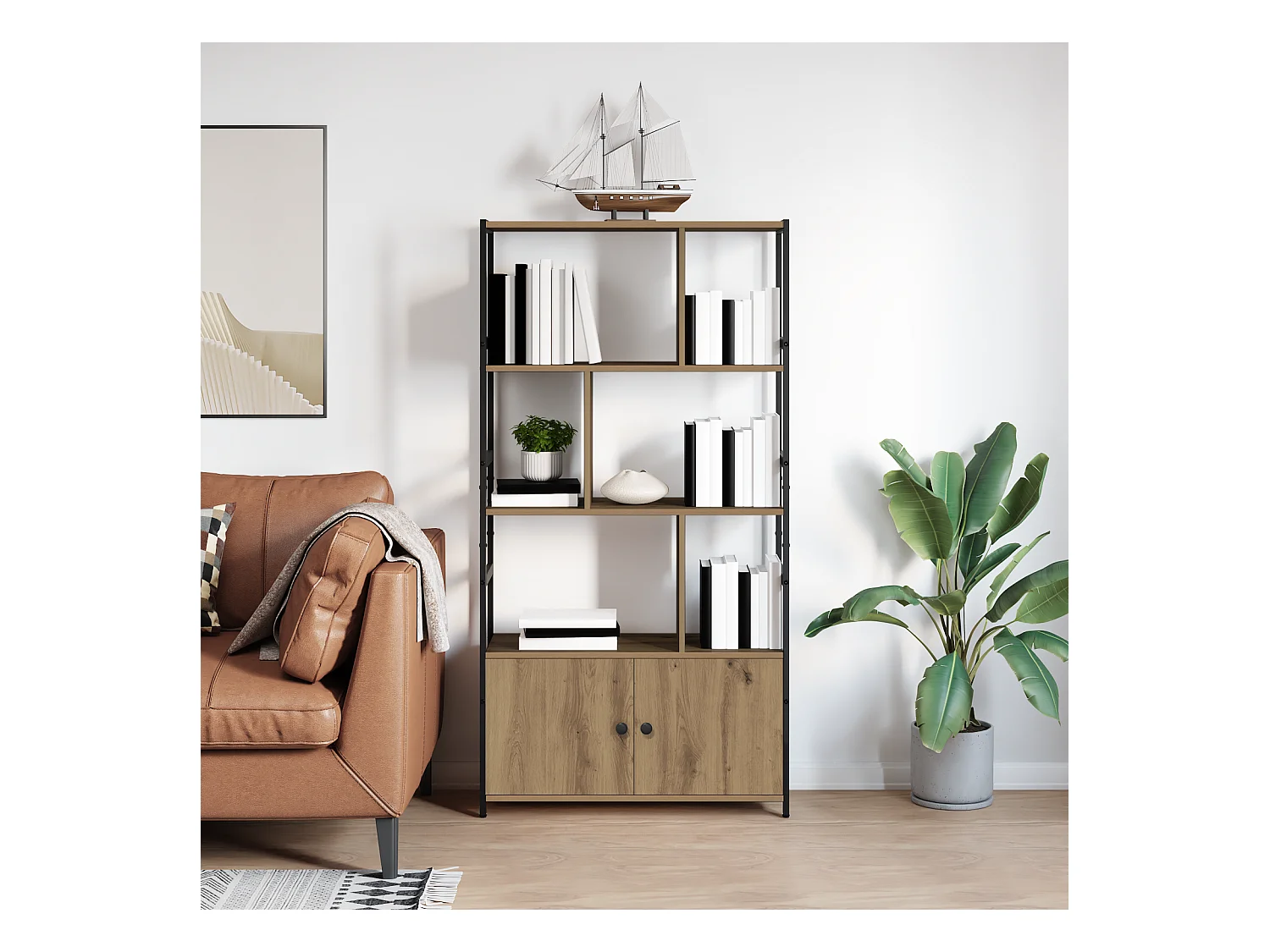 Étagère chêne artisanal 80 x 30 x 155.5 cm Bois d'ingénierie