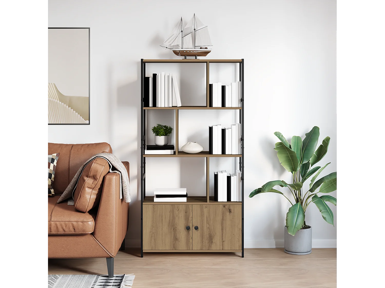 Étagère chêne artisanal 80 x 30 x 155.5 cm Bois d'ingénierie