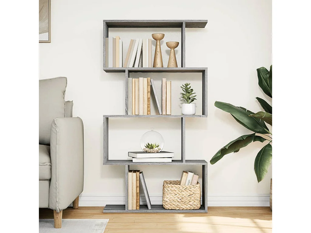 Étagère séparatrice de pièce 4 niveaux sonoma gris 70x24x129 cm