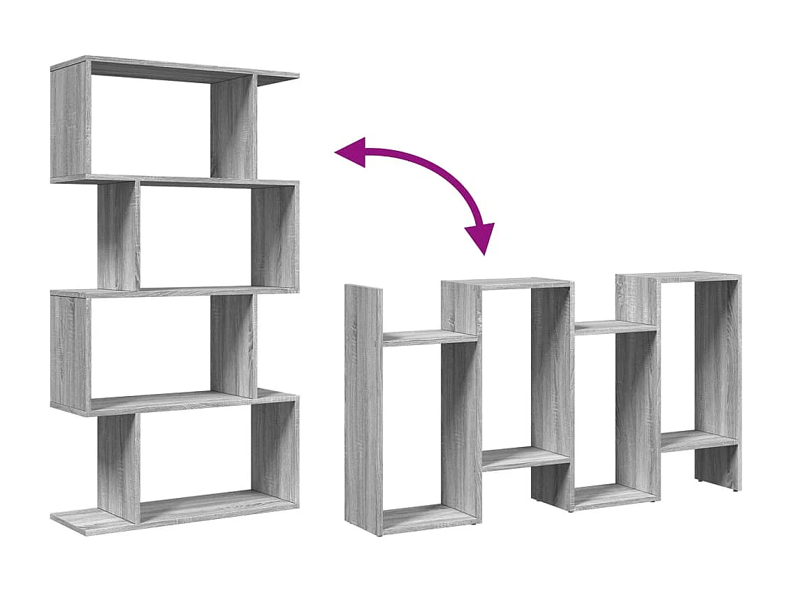 Étagère séparatrice de pièce 4 niveaux sonoma gris 70x24x129 cm