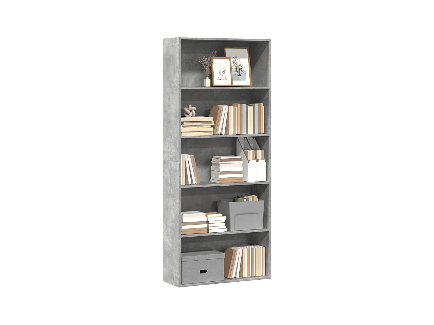 Libreria grigio cemento 80x30x189 cm in legno ingegnerizzato