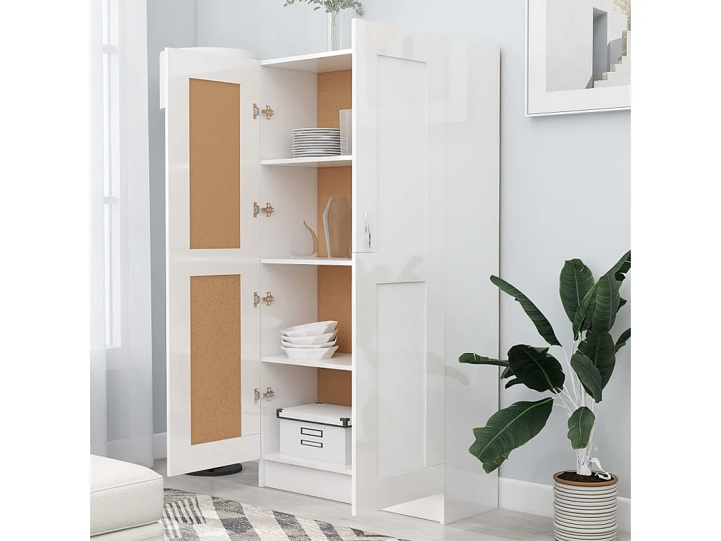 Bibliothèque Blanc brillant 82,5x30,5x150 cm Bois d’ingénierie