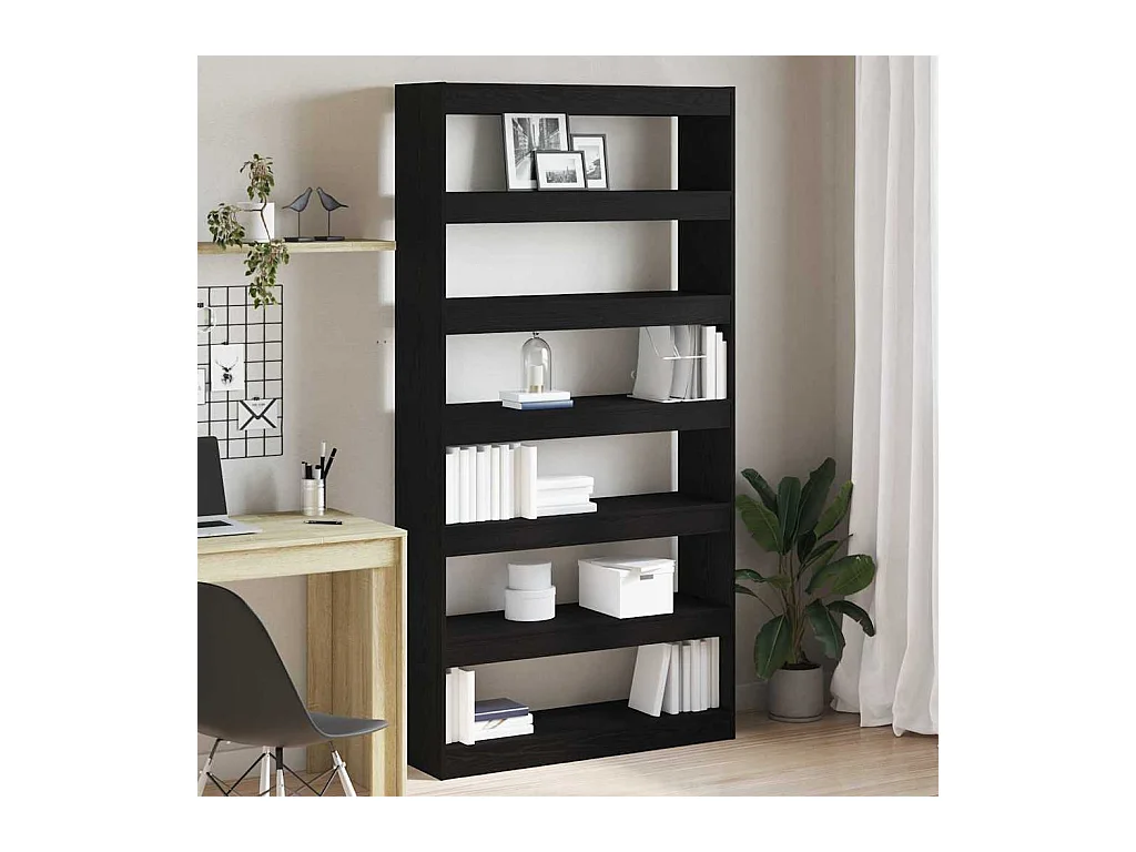 Libreria in rovere nero, legno ingegnerizzato, 100 x 30 x 198 cm