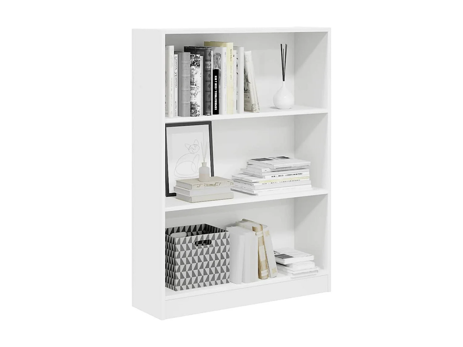 Librería blanca 80x24x109 cm madera contrachapada