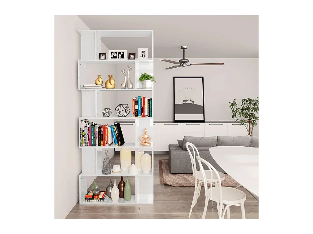 Librería/Separador de ambientes Blanco Brillo 80x24x192 cm