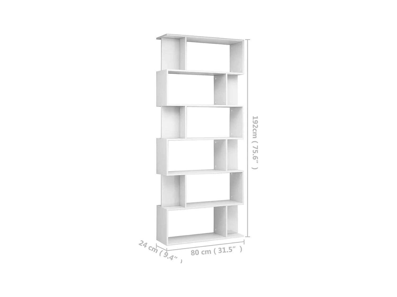 Librería/Separador de ambientes Blanco Brillo 80x24x192 cm