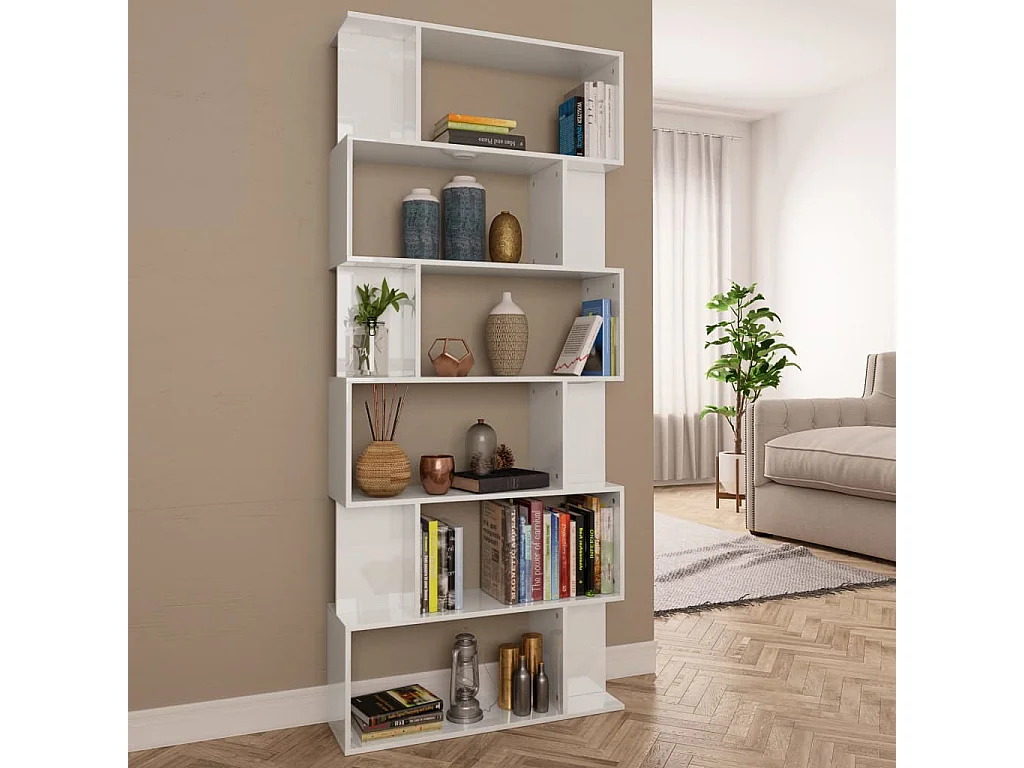 Librería/Separador de ambientes Blanco Brillo 80x24x192 cm