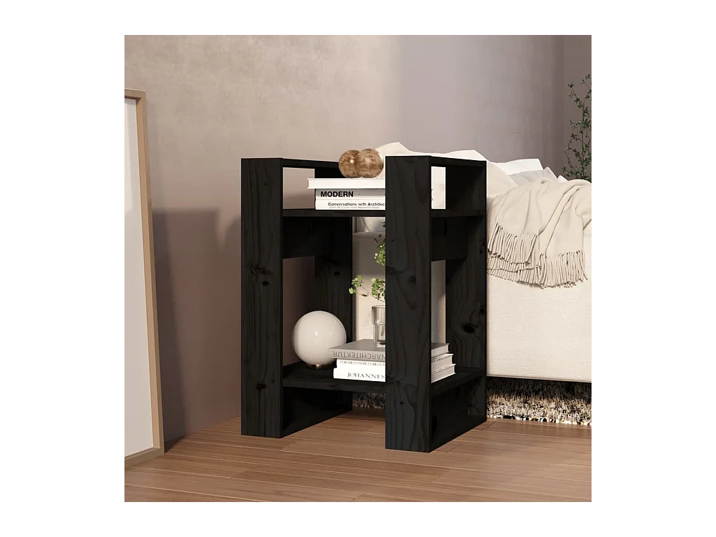 Bibliothèque/Séparateur de pièce Noir 41x35x57 cm Pin massif