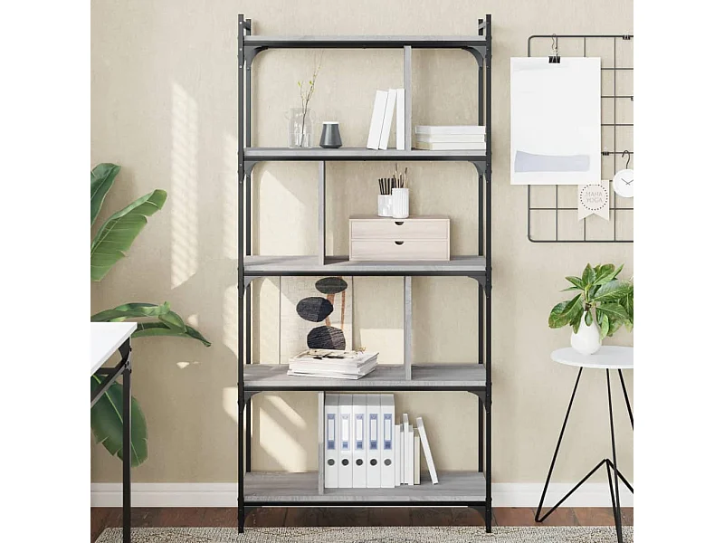 Libreria Sonoma a 5 ripiani, grigia, 76x32x158 cm