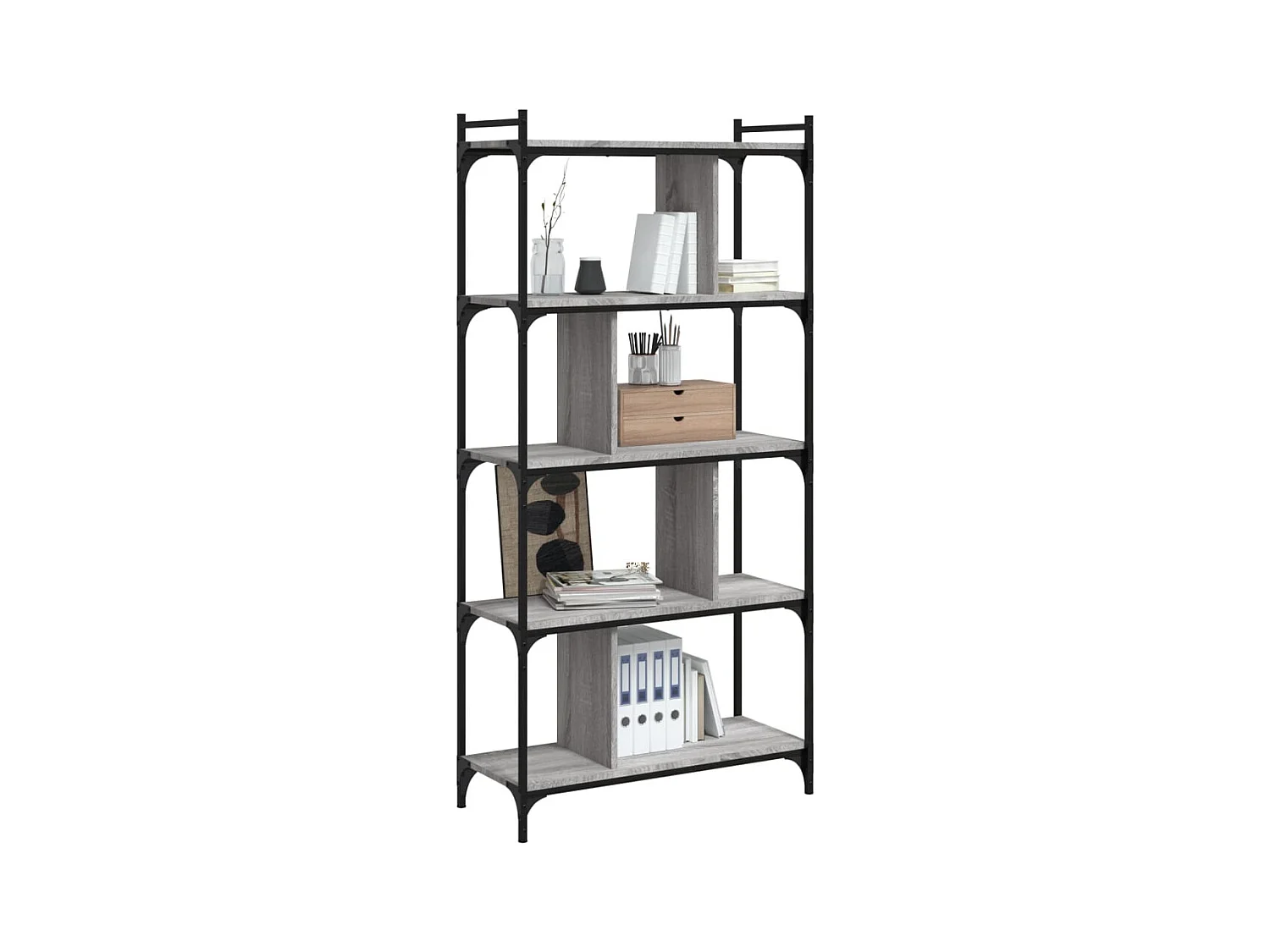 Sonoma 5-laags boekenkast, grijs, 76x32x158 cm