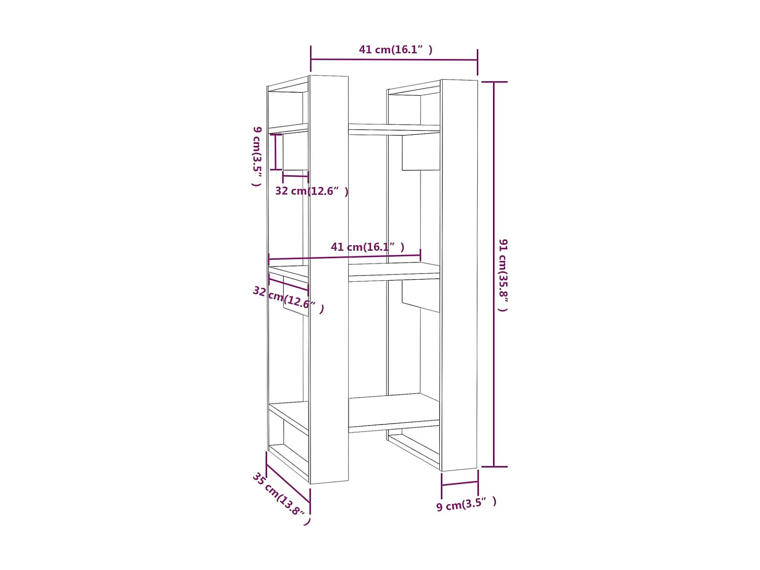Libreria/Pareti divisorie Marrone Miele 41x35x91 cm Legno massello