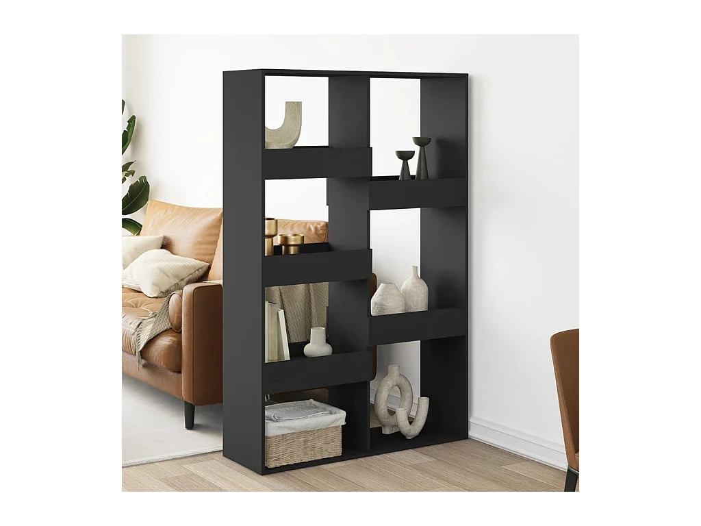 Parete divisoria nera 100x33x155,5 cm in legno ingegnerizzato