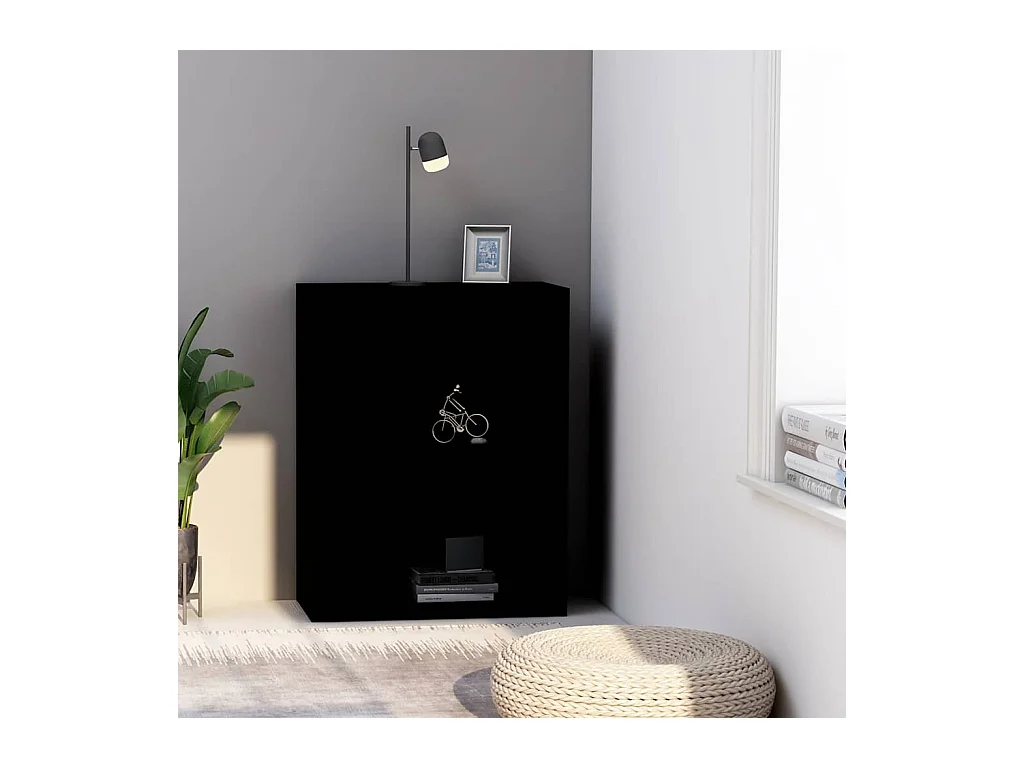 Bibliothèque noir 60x30x76,5 cm bois d'ingénierie