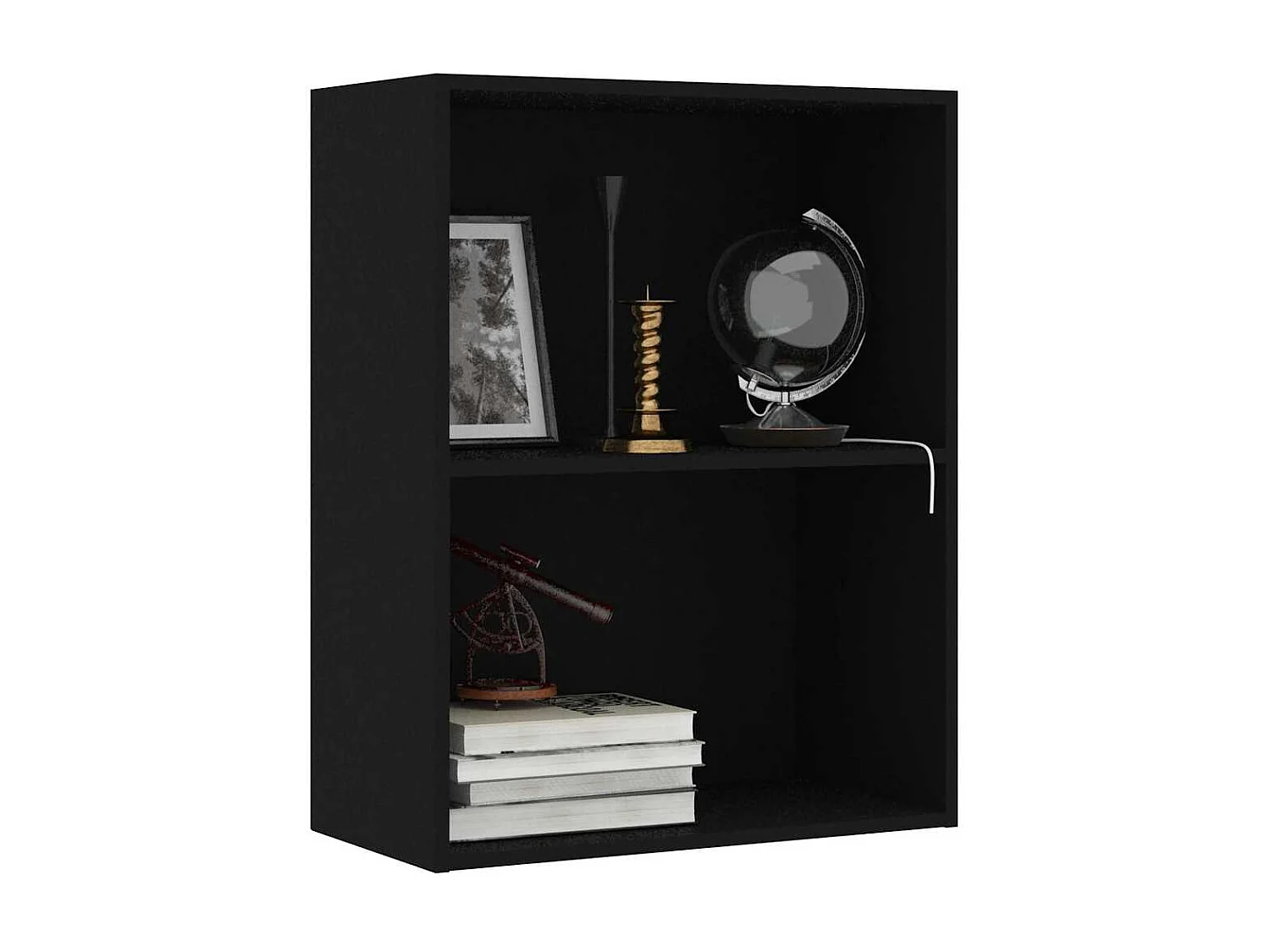 Bibliothèque noir 60x30x76,5 cm bois d'ingénierie