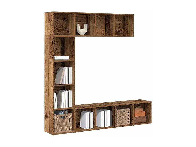 Bibliothèques 3 pcs vieux bois bois d'ingénierie