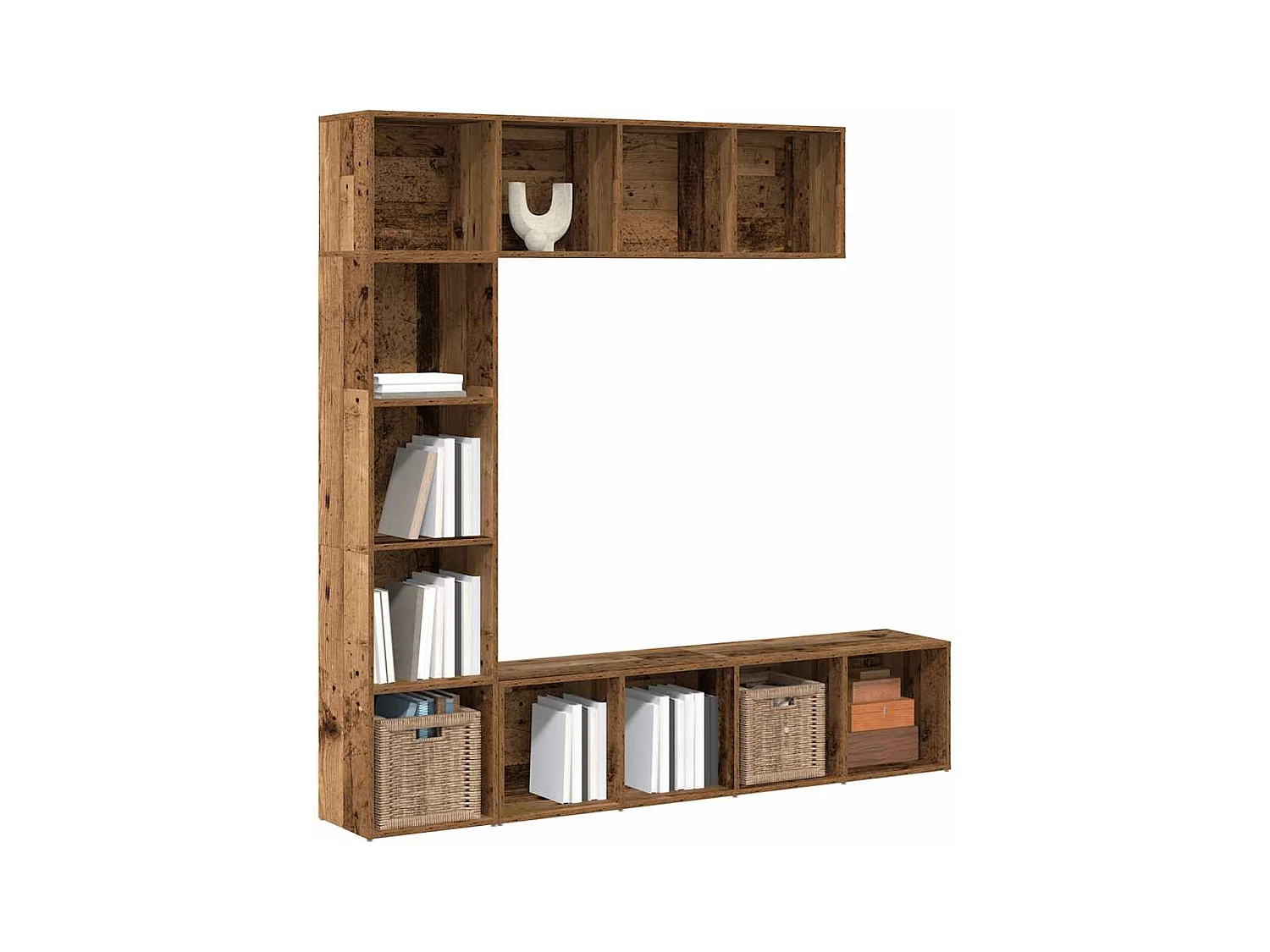 Bibliothèques 3 pcs vieux bois bois d'ingénierie