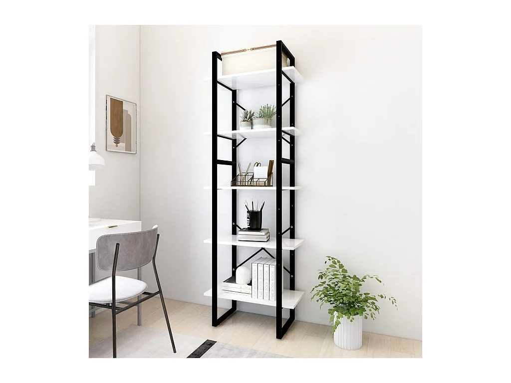 Librería de 5 niveles Blanca 60x30x175 cm Madera de ingeniería