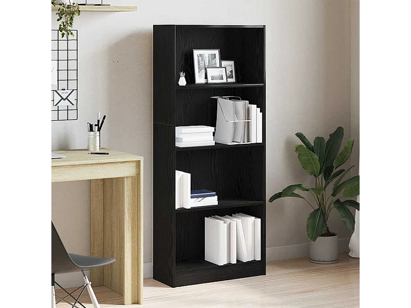 Bibliothèque en chêne noir - 60 x 24 x 143 cm - En bois reconstitué