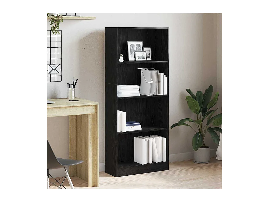 Bibliothèque en chêne noir - 60 x 24 x 143 cm - En bois reconstitué