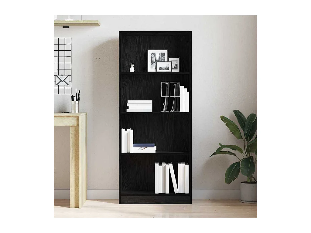Bibliothèque en chêne noir - 60 x 24 x 143 cm - En bois reconstitué