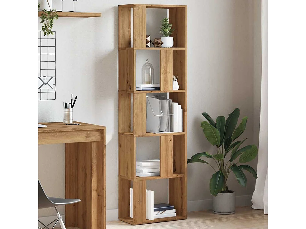 Libreria artigianale in rovere 45x24x159 cm in legno ingegnerizzato