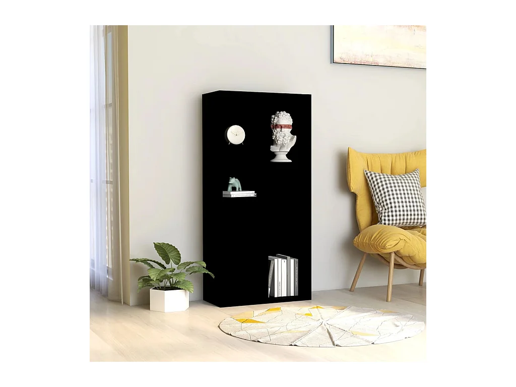 Bibliothèque Noir 50x25x106 cm Bois d'ingénierie