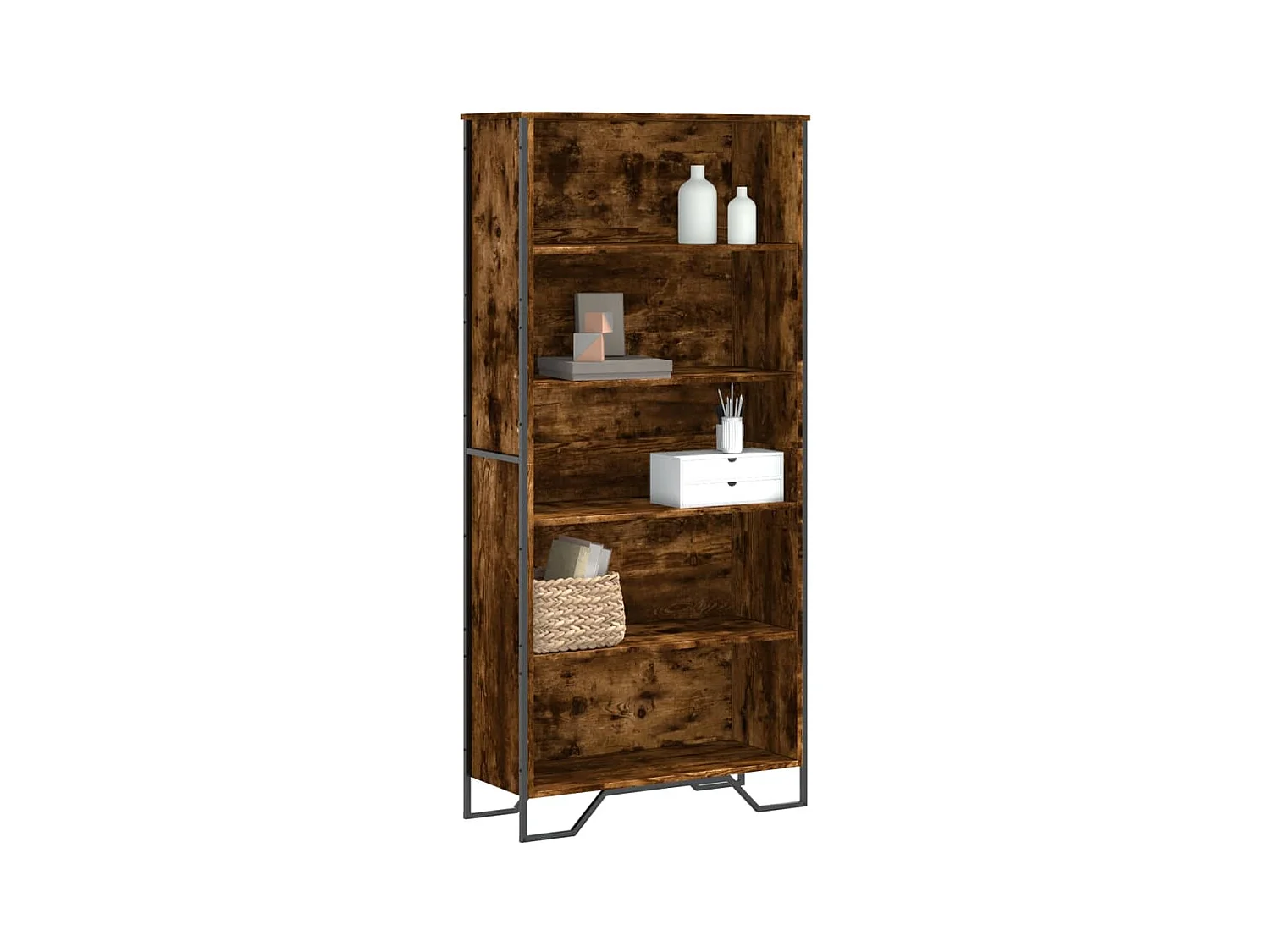 Gerookte eikenhouten boekenkast 80x31x169 cm bewerkt hout