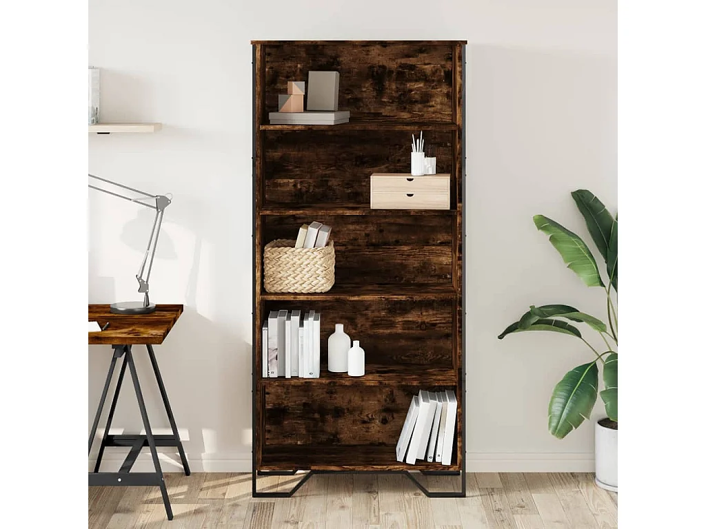 Libreria in rovere affumicato 80x31x169 cm in legno ingegnerizzato