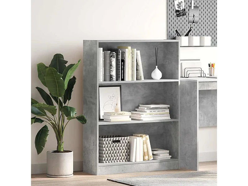 Libreria grigio cemento 80x24x109 cm in legno ingegnerizzato