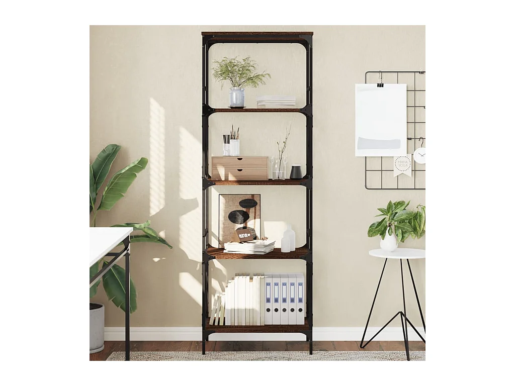 Boekenkast met 5 niveaus, bruin eiken, 59x35x171 cm
