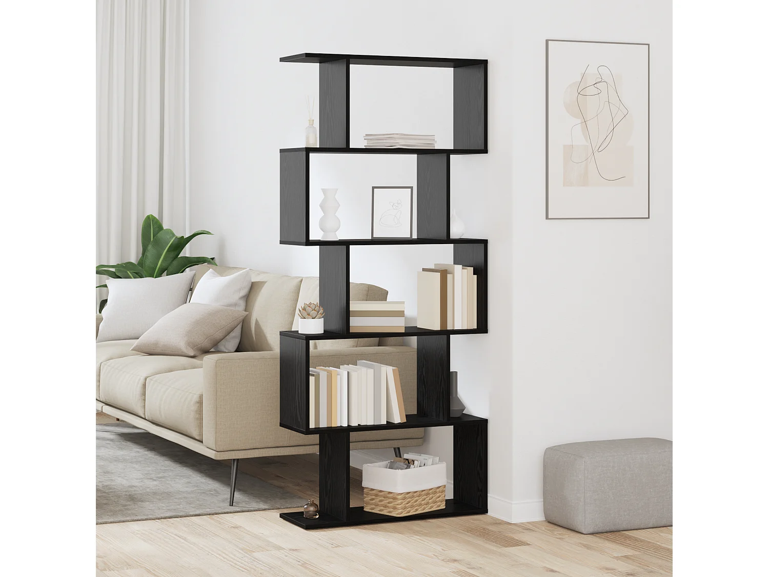 Bruine boekenkast 70 x 24 x 161 cm bewerkt hout