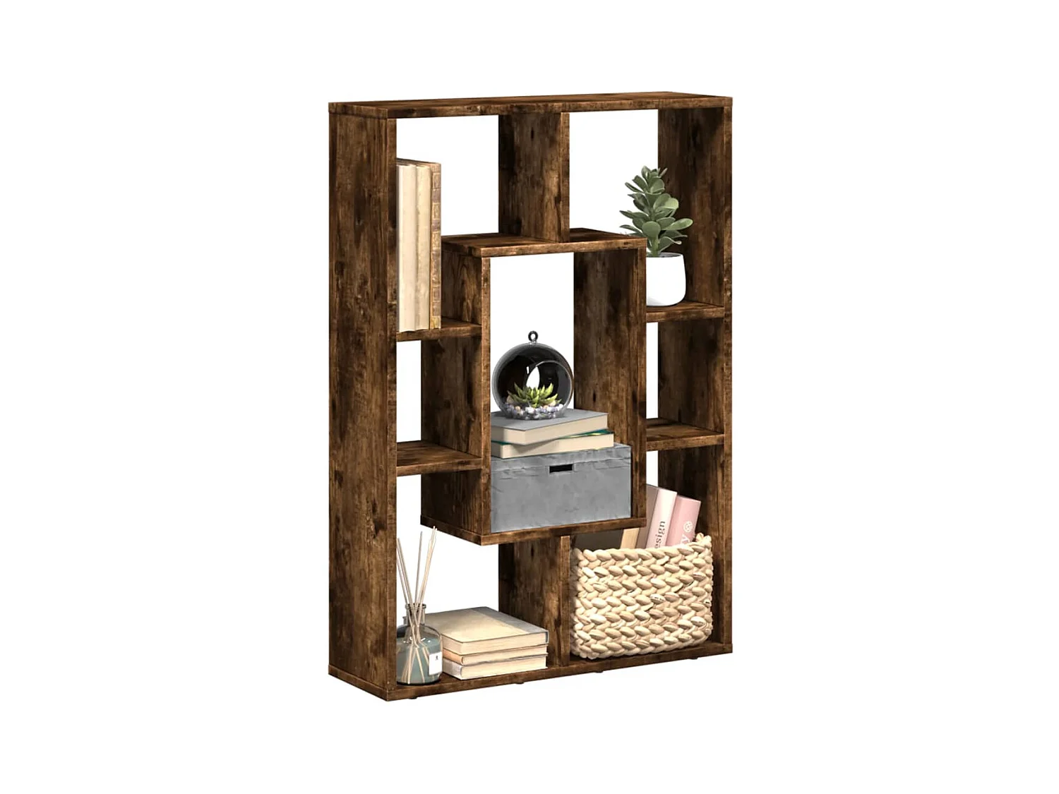 Bibliothèque chêne fumé 63x20x90 cm bois d'ingénierie