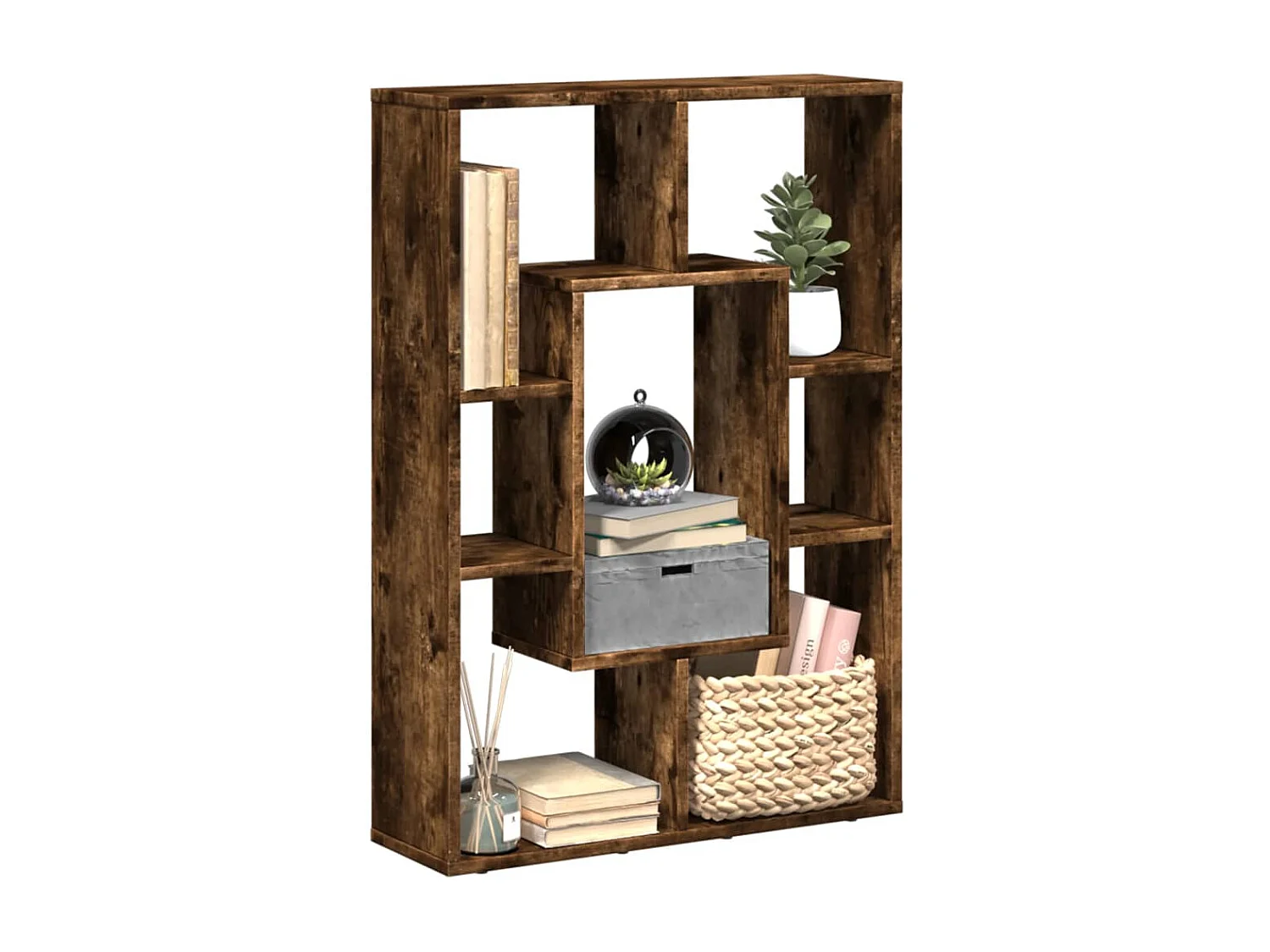 Bibliothèque chêne fumé 63x20x90 cm bois d'ingénierie