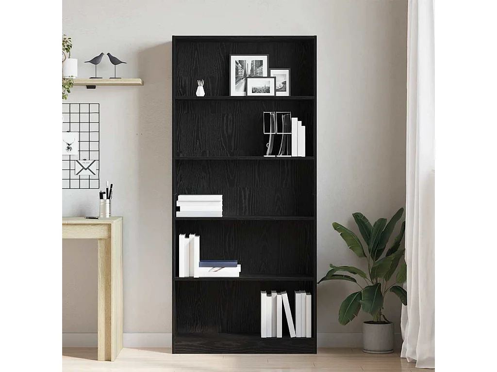 Bibliothèque chêne noir 80x24x176 cm bois d'ingénierie