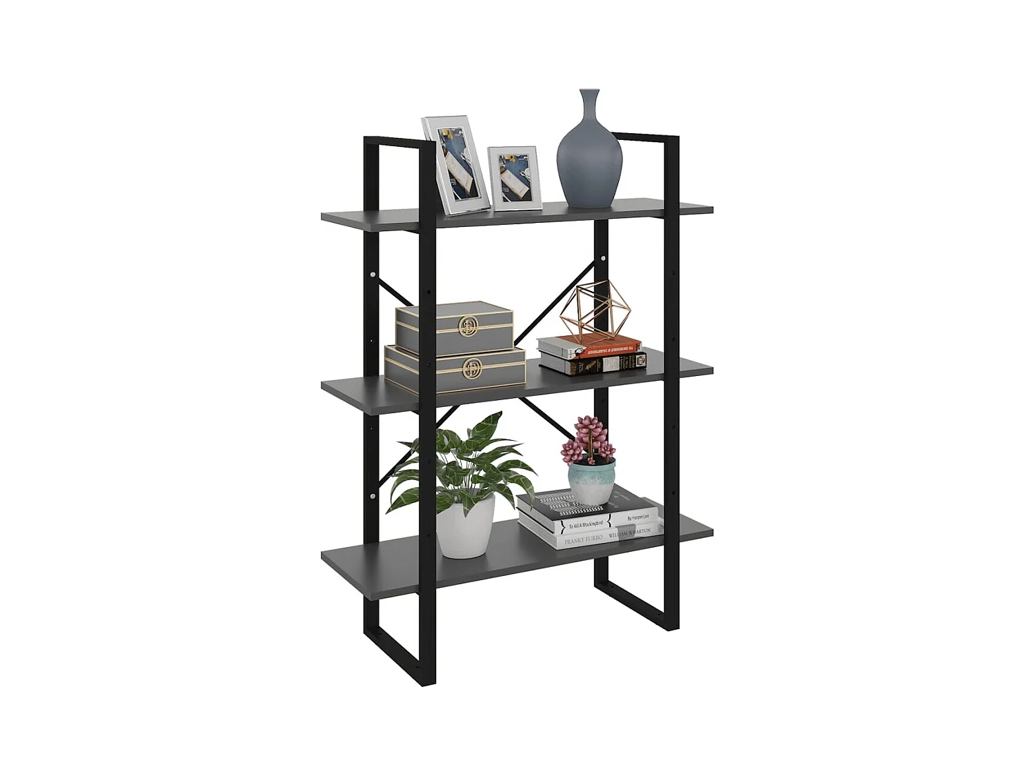 Libreria grigia 80x30x105 cm in legno ingegnerizzato