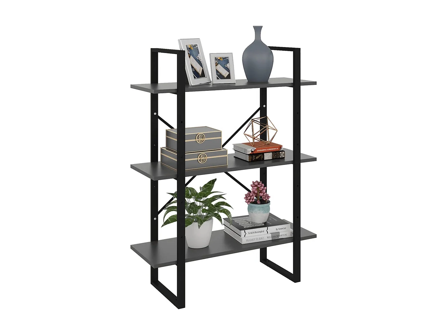 Bibliothèque gris 80x30x105 cm bois d'ingénierie