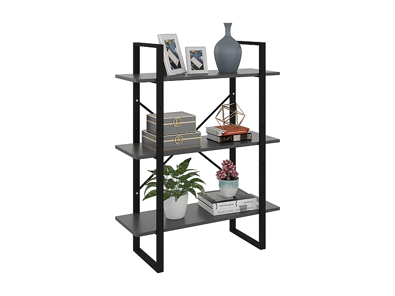 Bibliothèque gris 80x30x105 cm bois d'ingénierie