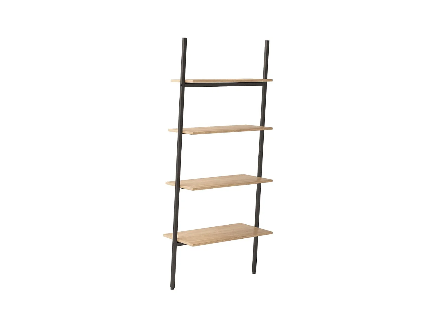 Mensola inclinata a 4 ripiani marrone chiaro e nero 64x34x150,5 cm