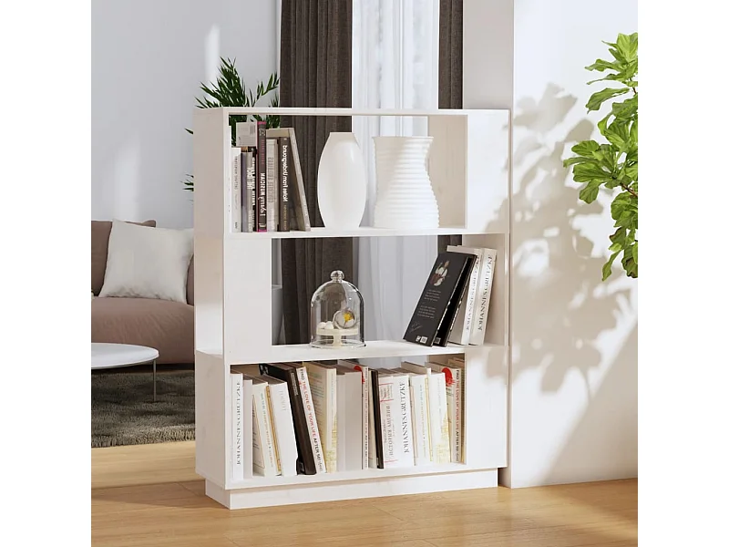 Bibliothèque/Séparateur de pièce Blanc 80x25x101 cm Pin massif