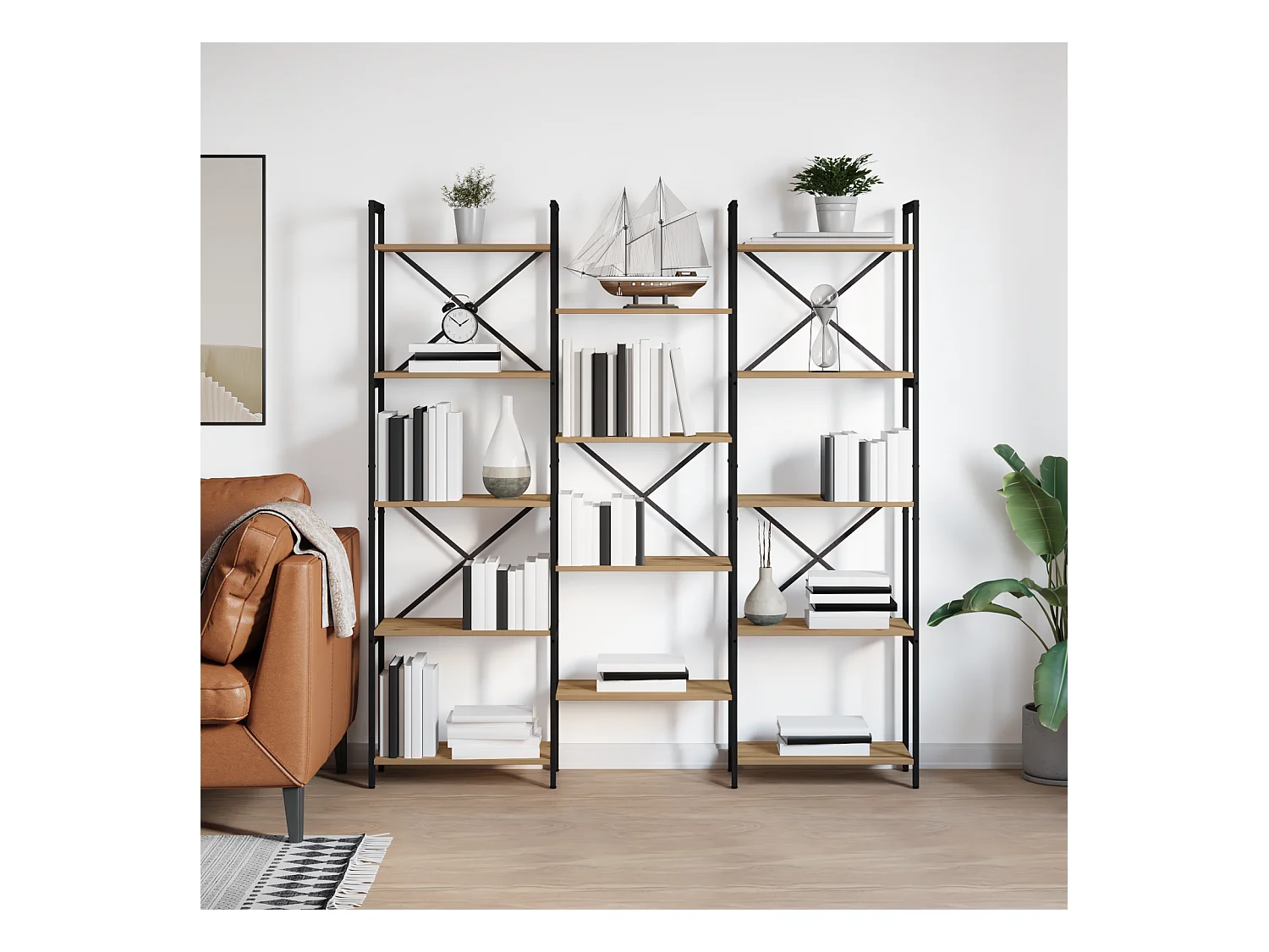 Étagère chêne artisanal 156 x 25 x 167.5 cm Bois d'ingénierie